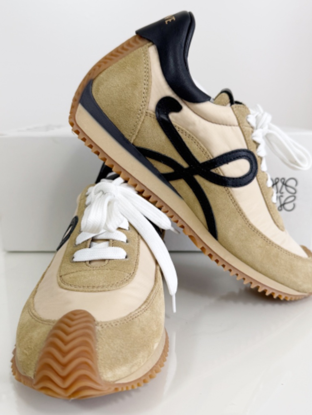 Loewe Flow Runner Suede and Leather Sneakers - Beige - Picture 7 of 14